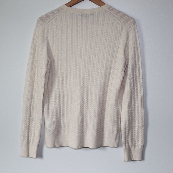 Brooks Brothers Cashmere Cable Knit Sweater Cream Long Sleeve Size Large H13210 - Picture 9 of 12